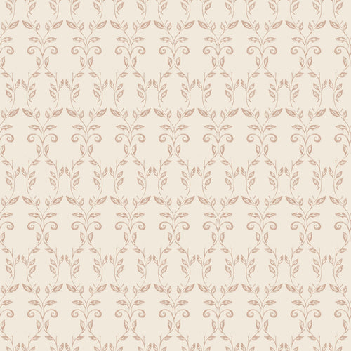 Quince wallpaper in Blush, dusty rose leaf damask on cream
