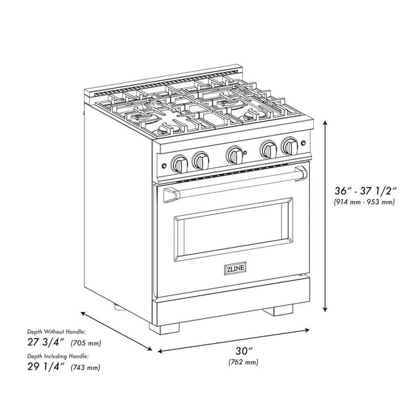 ZLINE 30'Classic Gas Range, Convection Gas Oven, DuraSnow� Stainless Steel, White Matte Door CGRS-WM-30 - view 11