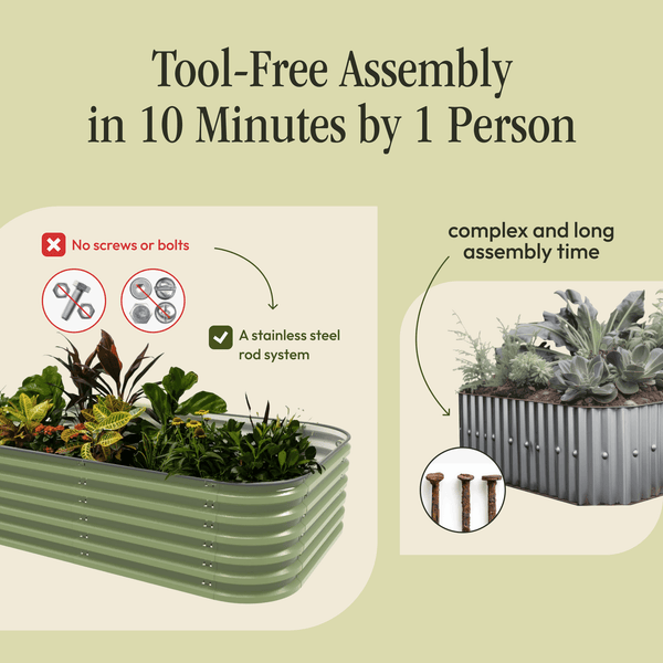 Gro-Rite 'No Tools Needed' Premium Metal Raised Garden Bed Kit - front view