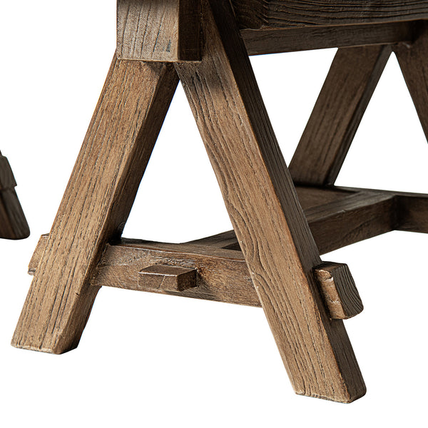 Hawthorne 48' Solid Reclaimed Elm Rectangular Trestle Coffee Table, Heritage Medium-Dark Brown - product view