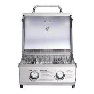 13742 | Stainless Tabletop Propane Gas Grill - detail view