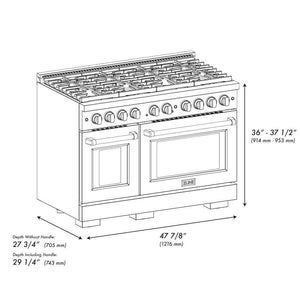 ZLINE 48'Gas Range, Convection Gas Oven , DuraSnow� Brass Burners, SGRS-BR-48 - view 13