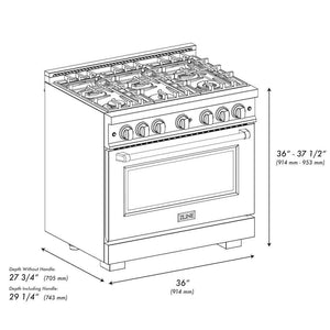 ZLINE 36' Select Dual Fuel Range Gas Cooktop Electric Convection Oven Stainless Steel HDR36 - view 14