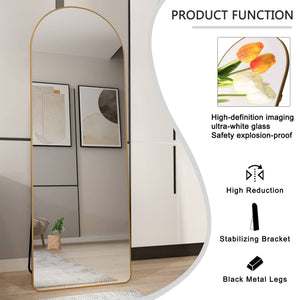The 4th Generation Floor Mounted Full Length Mirror with Gold Frame - close-up