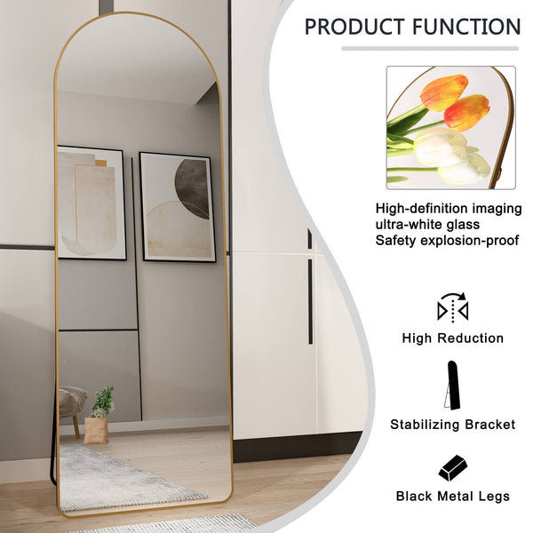 The 4th Generation Floor Mounted Full Length Mirror with Gold Frame - close-up