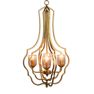 4 Light Metal Chandelier with Adjustable Chain - Gold - in use