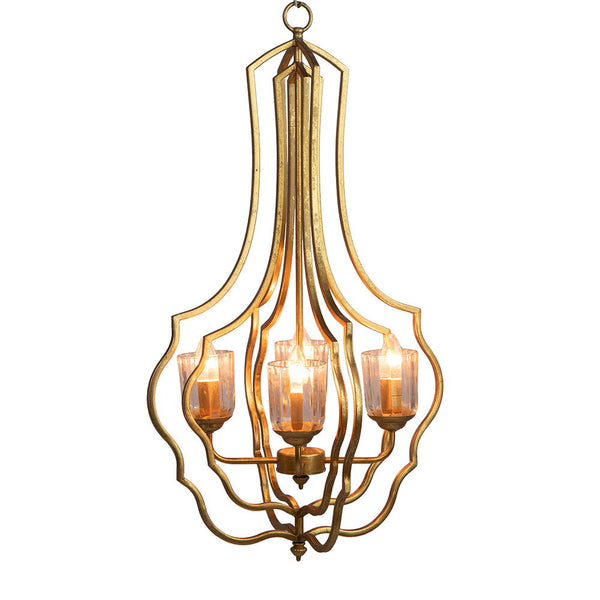 4 Light Metal Chandelier with Adjustable Chain - Gold - in use