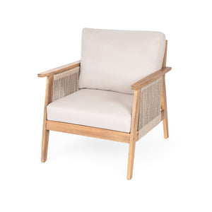Outdoor 4pc Acacia Wood and Rope Sectional Patio Sofa Set - view 17