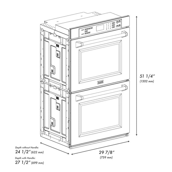 ZLINE 30'Professional True Convection Double Wall Oven, Air Fry, Self Clean, Stainless Steel, Gold WADZ-30-G - view 18