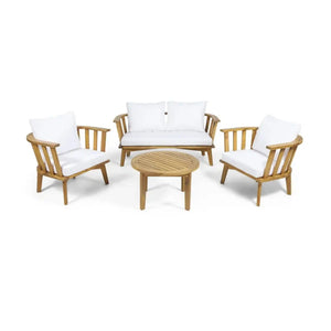 Patio Furniture Set, Outdoor Acacia Wood Patio Club Chair With Table