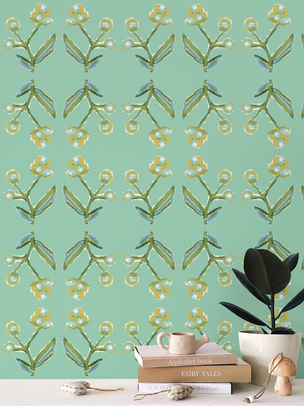 Antonia Wallpaper (Green & Citron)