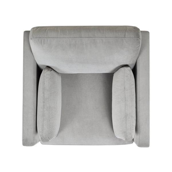 Knox 36' Modern Farmhouse Arm Chair, Opal Grey Velvet - detail view