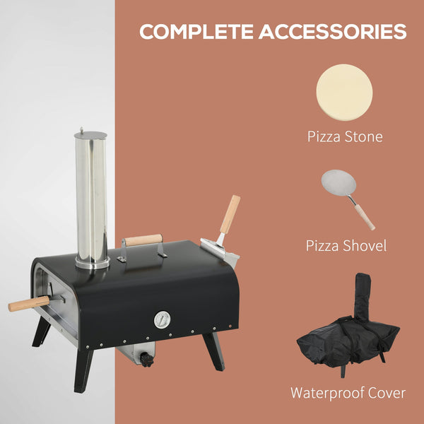 Outsunny Outdoor Pizza Oven with 12' Rotating Stone and Foldable Legs - alternate view