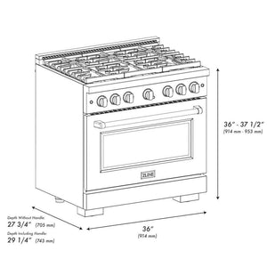 ZLINE 36'Gas Range, Convection Gas Oven , DuraSnow� Brass Burners, SGRS-BR-36 - view 19