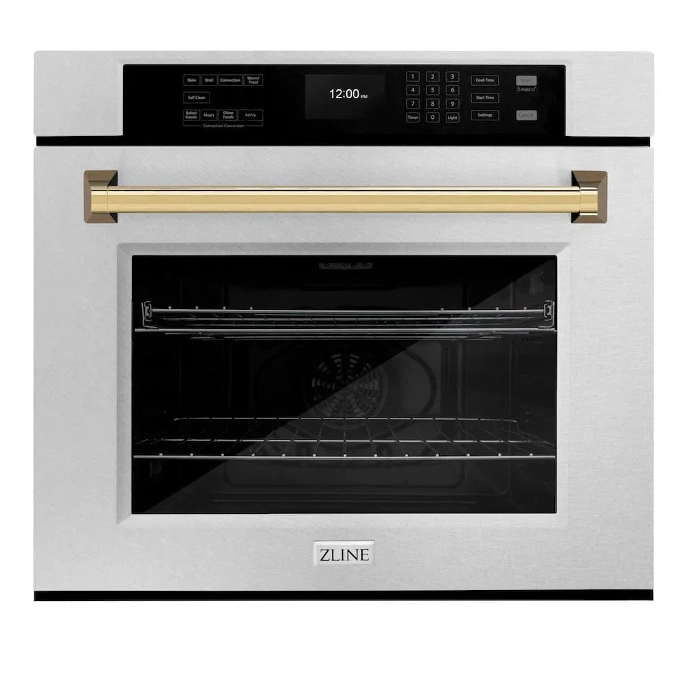 ZLINE 30'Professional True Convection Single Wall Oven, Air Fry, Self Clean, DuraSnow® Gold WASSZ-30-G