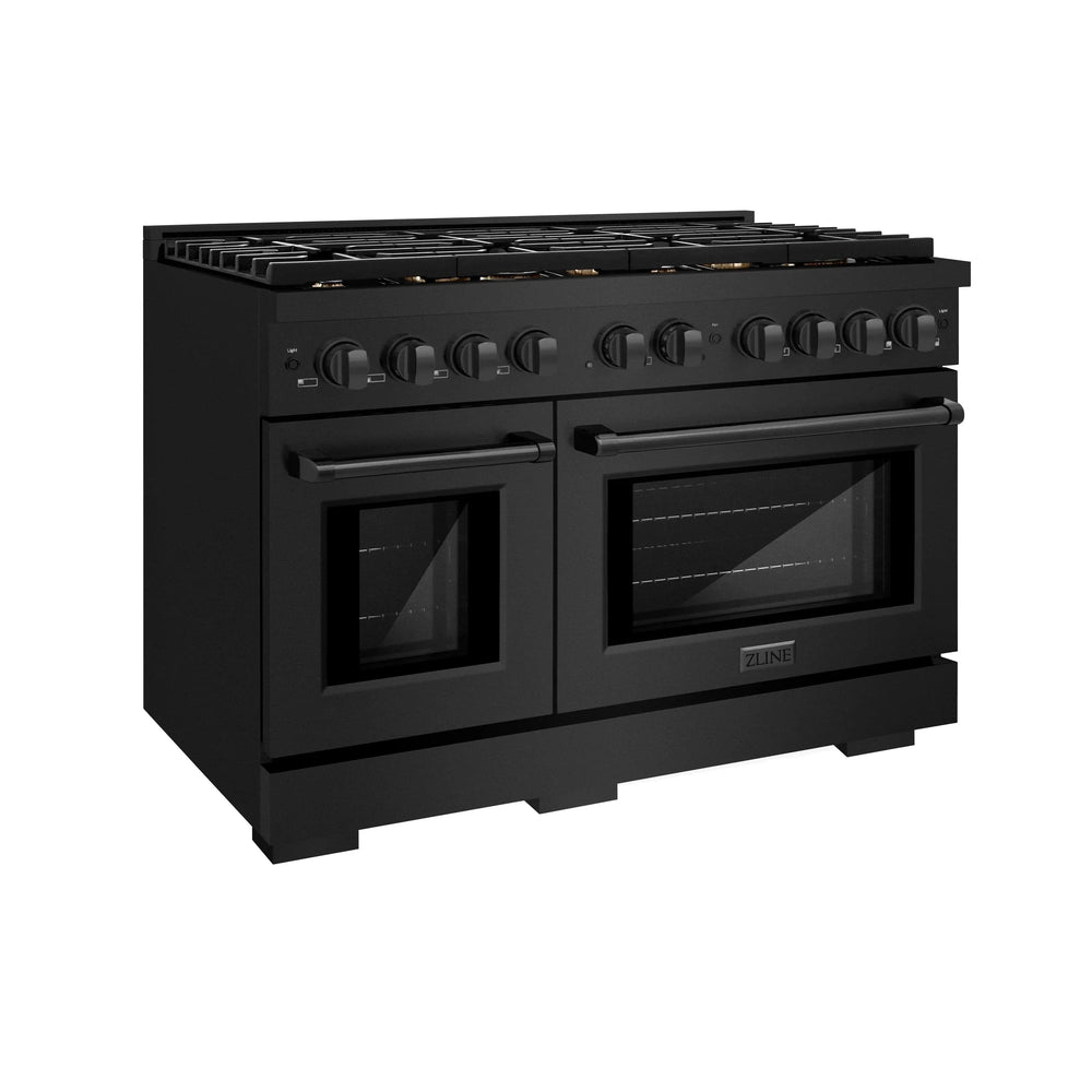 ZLINE 48'Paramount Dual Fuel Range Black Stainless Steel, Brass Burners SDRB-BR-48