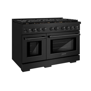 ZLINE 48'Paramount Dual Fuel Range Black Stainless Steel, Brass Burners SDRB-BR-48