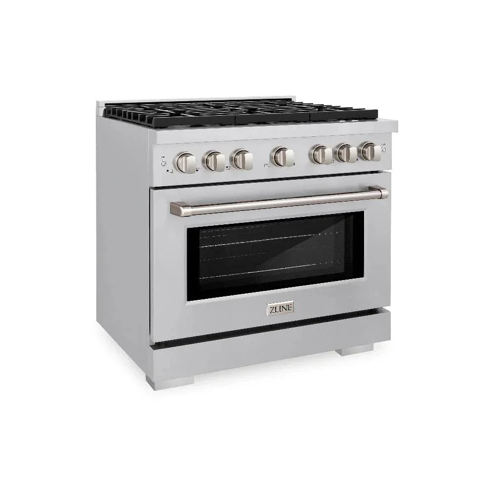 ZLINE 36'Paramount Dual Fuel Range Stainless Steel, Brass Burner, SDR-BR-36