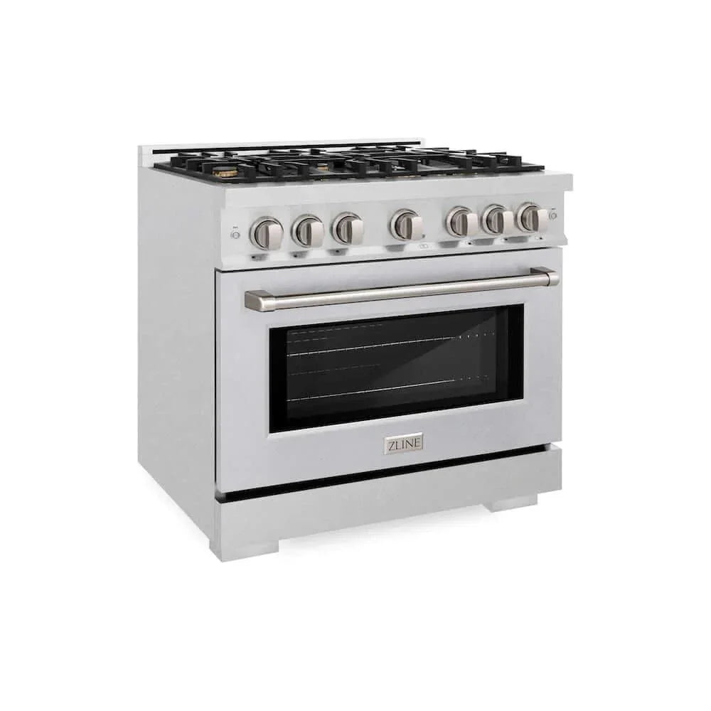 ZLINE 36' Select Dual Fuel Range Gas Cooktop Electric Convection Oven DuraSnow® Stainless Steel Brass Burners HDRS-BR-36