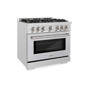 ZLINE 36' Select Dual Fuel Range Gas Cooktop Electric Convection Oven DuraSnow® Stainless Steel Brass Burners HDRS-BR-36