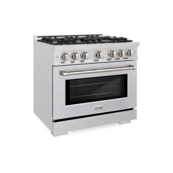 ZLINE 36' Select Dual Fuel Range Gas Cooktop Electric Convection Oven DuraSnow® Stainless Steel Brass Burners HDRS-BR-36