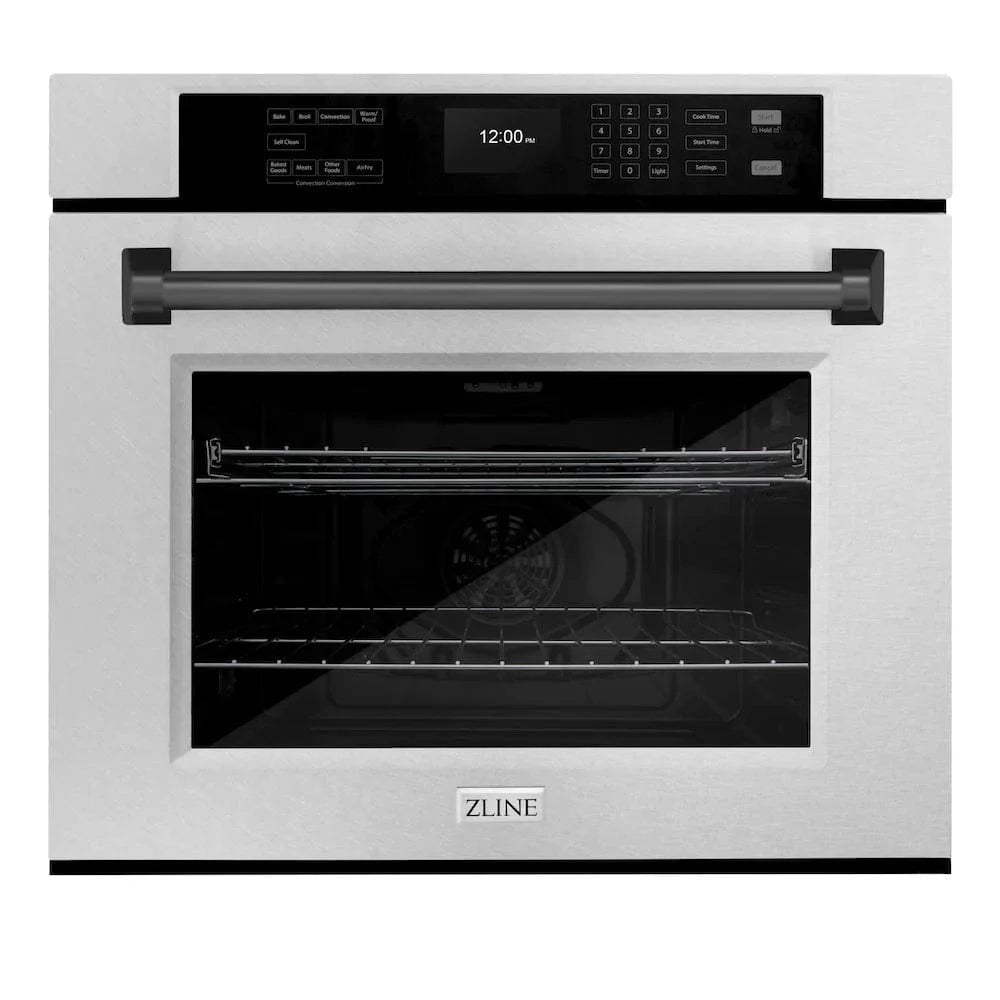 ZLINE 30'Professional True Convection Single Wall Oven, Air Fry, Self Clean, DuraSnow® Matte Black WASSZ-30-MB