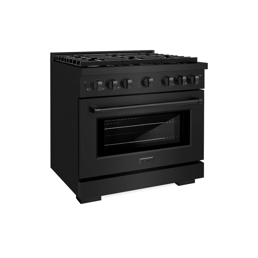 ZLINE 36'Paramount Dual Fuel Range Black Stainless Steel, Brass Burners SDRB-BR-36