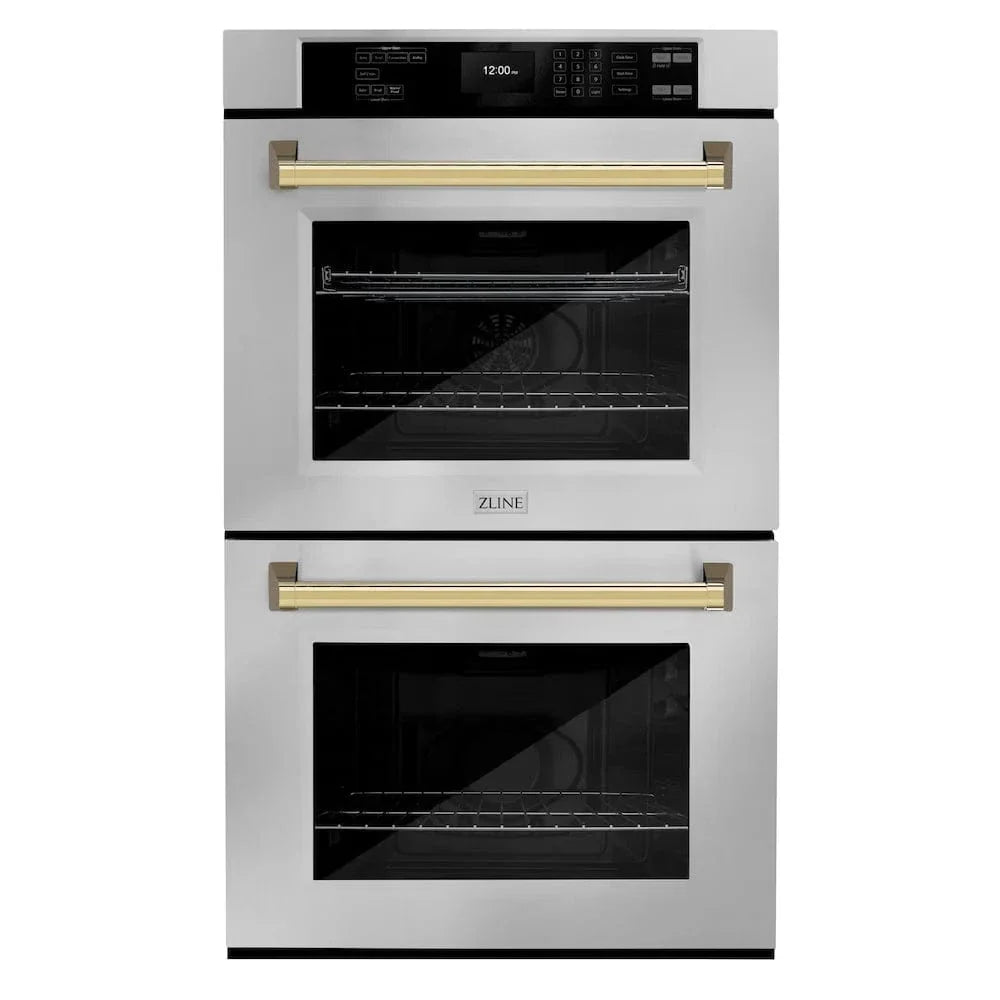 ZLINE 30'Professional True Convection Double Wall Oven, Air Fry, Self Clean, Stainless Steel, Gold WADZ-30-G