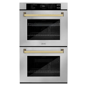 ZLINE 30'Professional True Convection Double Wall Oven, Air Fry, Self Clean, Stainless Steel, Gold WADZ-30-G