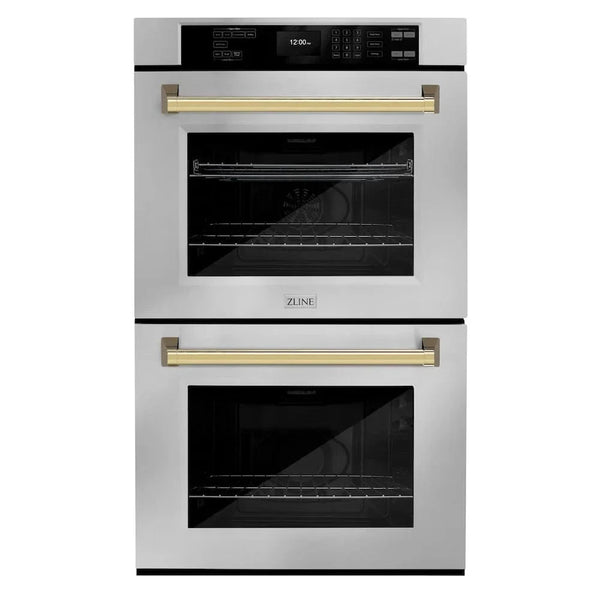 ZLINE 30'Professional True Convection Double Wall Oven, Air Fry, Self Clean, Stainless Steel, Gold WADZ-30-G