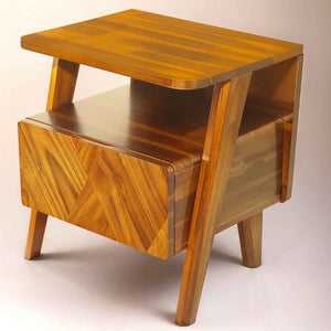 Rum Handcrafted Solid Wood Nightstand - side view