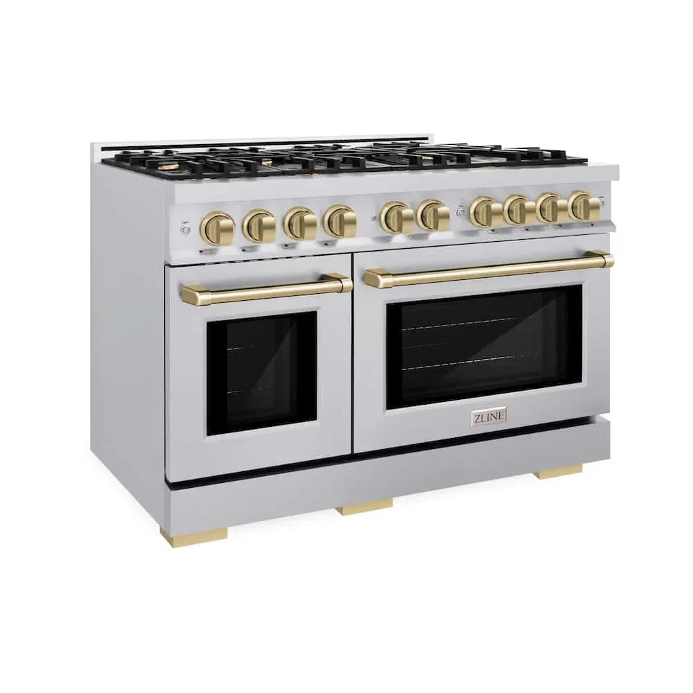 ZLINE 48' Select Gas Range Convection Gas Oven Stainless Steel Champagne Bronze HGRZ-48-CB