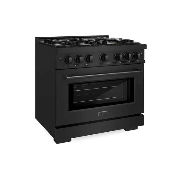 ZLINE 36' Select Dual Fuel Range Gas Cooktop Electric Convection Oven Black Stainless Steel HDRB-36