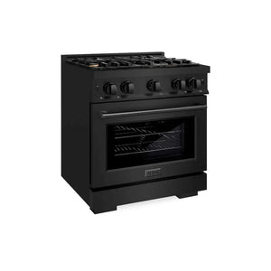 ZLINE 30' Select Dual Fuel Range Gas Cooktop Electric Convection Oven Black Stainless Steel Brass Burners HDRB-BR-30