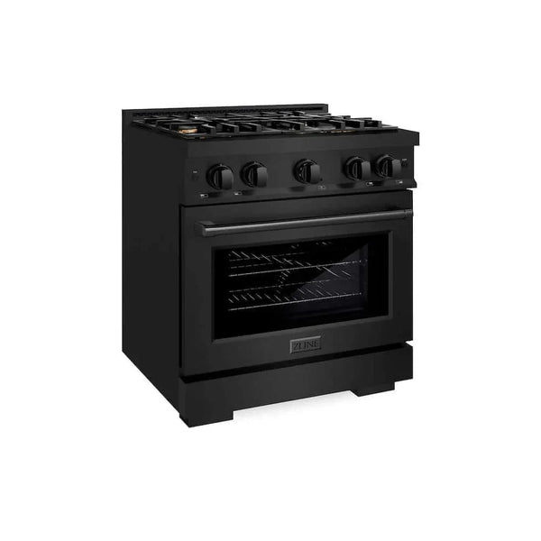 ZLINE 30' Select Dual Fuel Range Gas Cooktop Electric Convection Oven Black Stainless Steel Brass Burners HDRB-BR-30