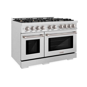 ZLINE 48' Select Dual Fuel Range Gas Cooktop Electric Convection Oven DuraSnow® Stainless Steel Brass Burners HDRS-BR-48