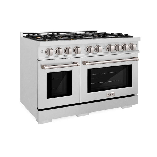 ZLINE 48' Select Dual Fuel Range Gas Cooktop Electric Convection Oven DuraSnow® Stainless Steel Brass Burners HDRS-BR-48