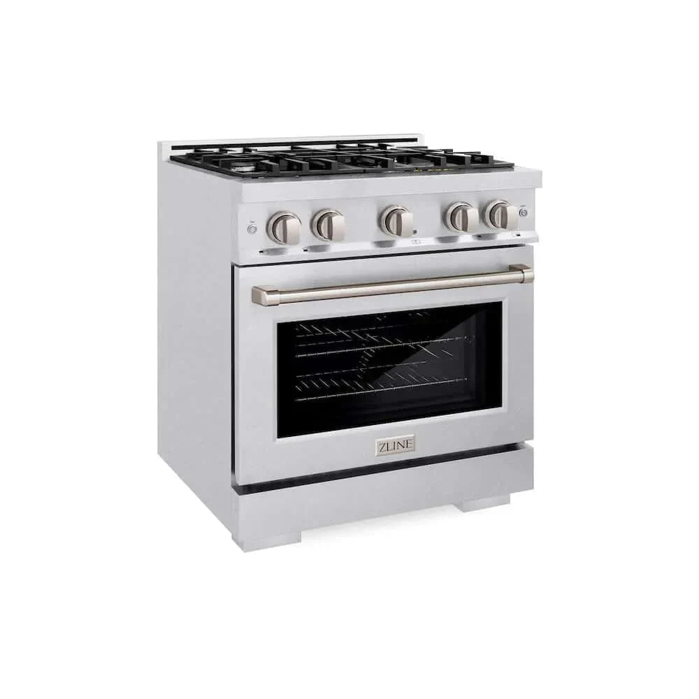 ZLINE 30' Select Dual Fuel Range Gas Cooktop Electric Convection Oven DuraSnow® Stainless Steel HDRS-30