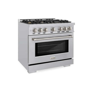 ZLINE 36' Select Dual Fuel Range Gas Cooktop Electric Convection Oven Stainless Steel Brass Burners HDR-BR-36
