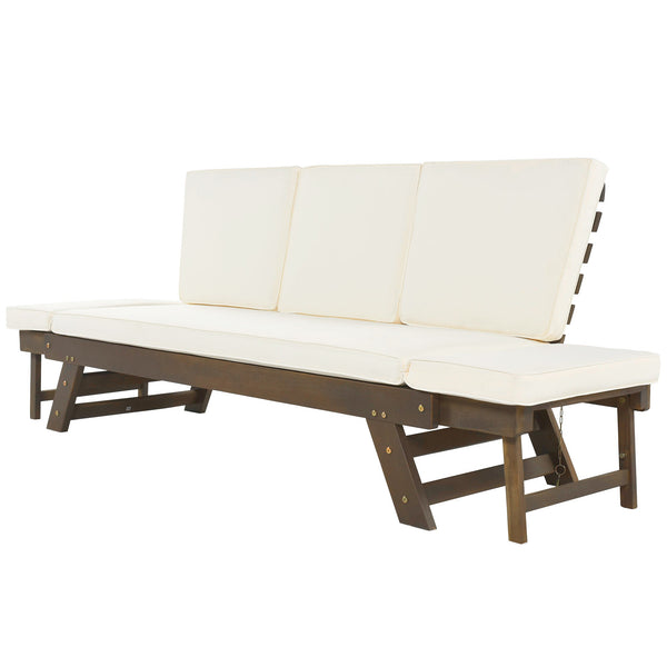 TOPMAX Outdoor Adjustable Patio Wooden Daybed Sofa Chaise Lounge - view 11