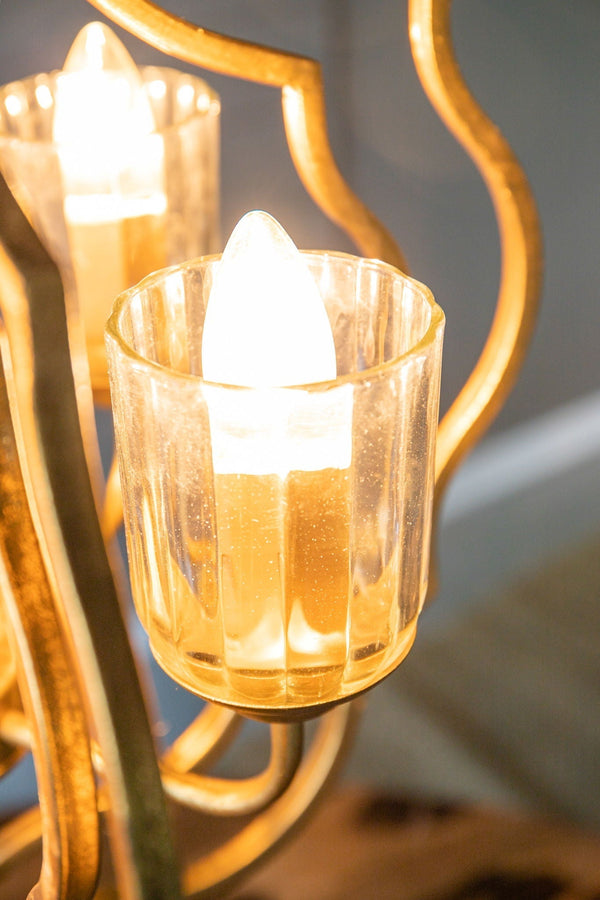 4 Light Metal Chandelier with Adjustable Chain - Gold - product view