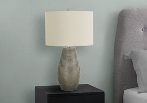 Lighting, 24'h, Table Lamp, Grey Resin, Ivory / Cream Shade, Contemporary - dimensions