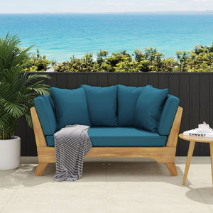 Outdoor Acacia Wood Expandable Daybed With Cushions - alternate view