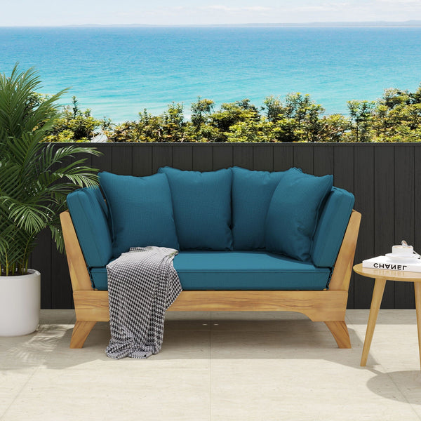 Outdoor Acacia Wood Expandable Daybed With Cushions - alternate view