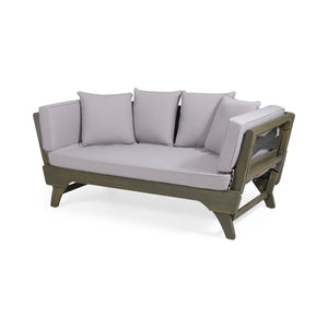 Outdoor Acacia Wood Expandable Daybed With Cushions - side view