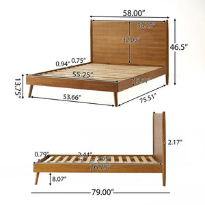 Okioki Mid-Century Wood Bed - detail view