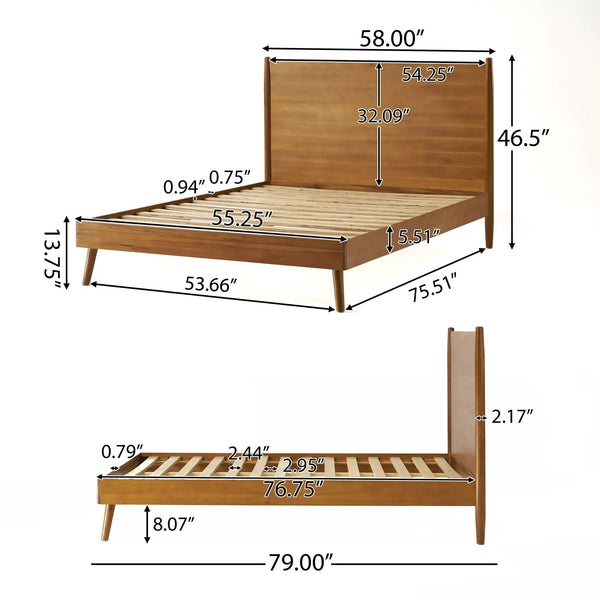 Okioki Mid-Century Wood Bed - detail view