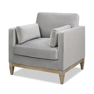 Knox 36' Modern Farmhouse Arm Chair, Opal Grey Velvet - in use