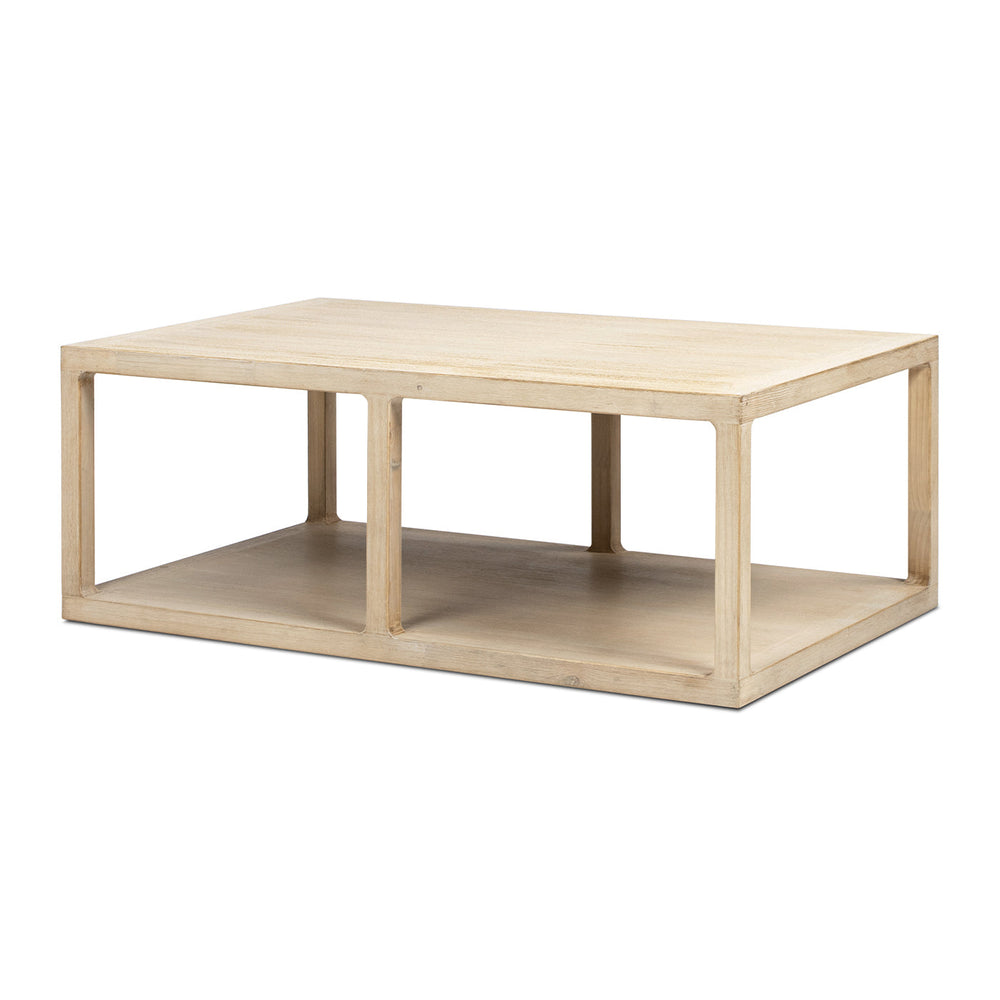 Ellis 48' Reclaimed Wood Open Frame Coffee Table with Lower Shelf
