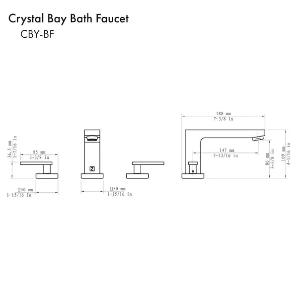 ZLINE Crystal Bay Bath Faucet in Champagne Bronze, CBY-BF-CB - front view